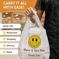 thumbnail image 5 of EcoQuality 1/8 Medium White Plastic Shopping Bags 10x5x18 Smiley Face Takeout Bags for Delivery, Grocery, and Restaurant (540), 5 of 5