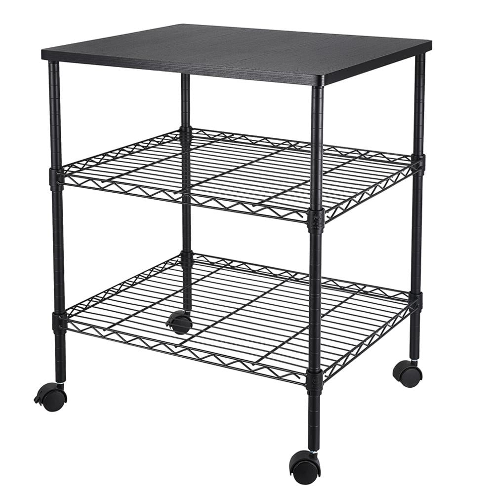 Multifunctional Metal Utility Shelves Workspace Desk Organizer Rolling Cart for Home & Office Use Holds up to 200lbs HUANUO Printer Stand 3 Tier Printer Cart for Storage HNPS01