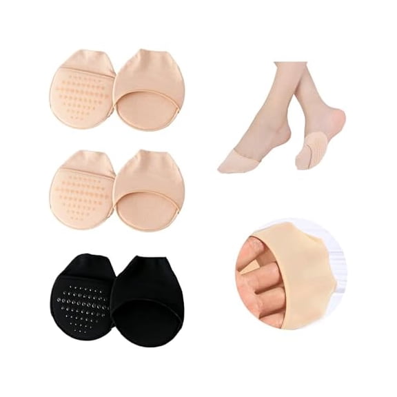 Eryueer Ball of Foot Cushion Socks Women Toe Cover with Padding Toe Topper Liner Socks No Show Half Sock with Sponge Cushion