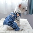 thumbnail image 3 of Adorable Pet Overall - Round Neck with Traction Ring - Cartoon Bear Pattern - Denim Jumpsuit for Daily Wear, 3 of 8