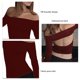 thumbnail image 4 of Top con hombros descubiertos Manga larga Color puro Ahueca hacia fuera Moda Cómodo Transpirable para citas Trabajo Compras Rojo oscuro XS, 4 of 5