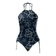thumbnail image 4 of MKLEKYY Trajes De Baño Mujer 2 Piezas Women'S Fashionable Summer Maple Leaf Line Print Sexy Lace Up Split Swimsuit, 4 of 5