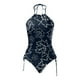 thumbnail image 3 of WILLBEST Trajes de Baño Mujer Con Falda de Moda de Verano de Las Mujeres de La Hoja de Arce Línea de Impresión Sexy Con Cordones Traje de Baño Dividido, 3 of 4