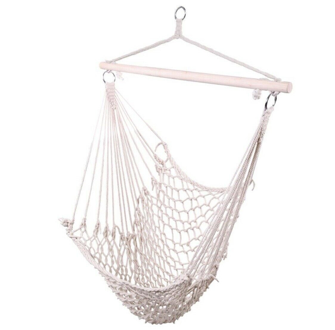 Hanging Rope Hammock Chair Swing Seat, Large Hammock Net Chair Porch Chair for Yard, Bedroom