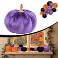 thumbnail image 3 of Small Faux Harvest Velvet Pumpkins, Fabric Pumpkin Decor 1 Pc Artificial Velvet Fall Thanksgiving Table Centerpiece Decor, 2.75 inch, 3 of 4
