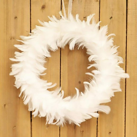 GOODLY Home Decoration White Feather Wreath Daily Use Party Supply for Front Door