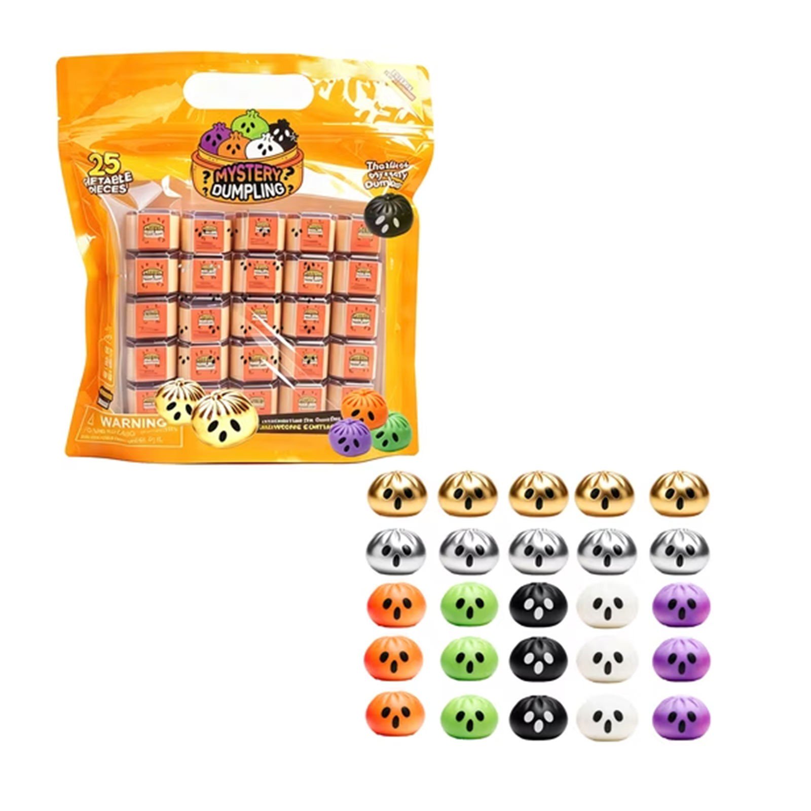 Dumplings Toys 25Pcs Mystery Fidget Toy Blind Box Halloween Themed Slow Rising Squeeze Toy Stress Relief Gift