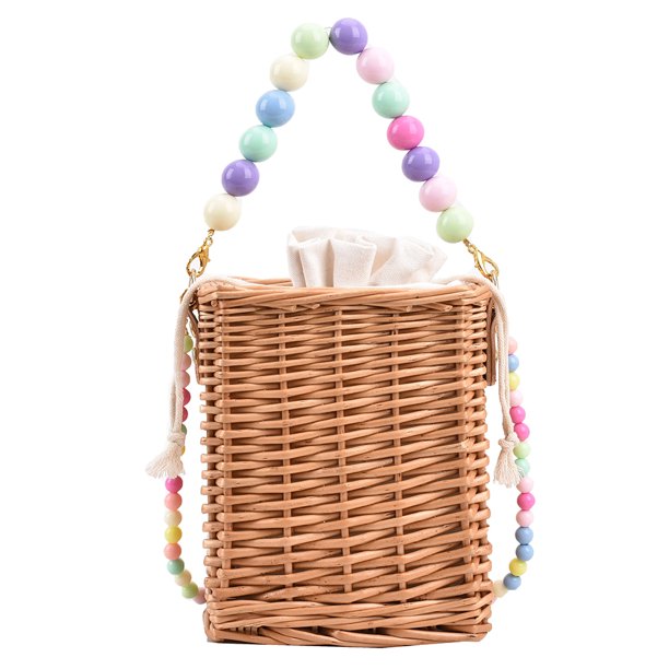 Bolso bandolera con cordón para mujer bolso bandolera de paja de ratán bolso de ocio para mujer