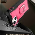 thumbnail image 5 of Dteck Back Case For Apple iPhone 13 Mini, Ring Stand Shockproof Hybrid Hard PC Soft Silicone Bumper Heavy Duty Shockproof Three Layer Drop Protective Girls Boy Cute Phone Case(Black+Rose), 5 of 6