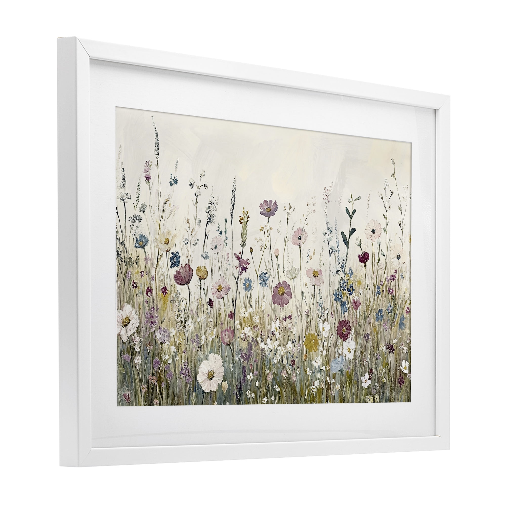 Stupell Industries Spring Blooms Pastoral Meadow White Framed Print Under Glass, design by Kim Allen