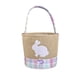 thumbnail image 1 of Uso a largo plazo y diseño adorable: hecha de lino y tela de uso a largo plazo, esta canasta de Pascua presenta bordes a cuadros rosados o azules y lindas calcomanías de conejo blanco., 1 of 6