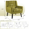 thumbnail image 4 of DREAMSIDEA Modern Button Tufted Accent Chair Upholstered Armchair Indoor,Velvet Living Room Chair for Bedroom,Green, 4 of 5