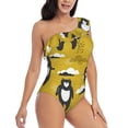 thumbnail image 3 of Sikiie Cartoon Bear Yellow Print Women One Piece Swimsuits Tummy Control One Shoulder Bathing Suits Ruffle Swimwear, From S to XXL-Large, 3 of 6