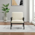 thumbnail image 7 of Weldon Armchair in Linen White Fabric with Black Finished Frame, 7 of 7