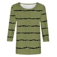 thumbnail image 4 of Scyoekwg Womens Tops Dressy Casual Fall Cewneck Three Quarter Length Sleeve Blouse Loose Lightweight Long Sleeve Tops Striped Print Graphic Tee Fall Clothes Comfy Vintage Blouses, 4 of 4