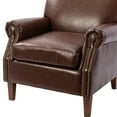 thumbnail image 5 of Modern Accent Chair, Leather Upholstered Armchair with Nailhead Trim and Rolled Arms, Comfy Leisure Single Sofa Chair with Wood Legs for Living Room Bedroom, Brown, 5 of 7