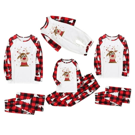 

Christmas Pajamas for Family Christmas Tree Plaid Sleepwear Tops Pants Family Clothes Pajamas