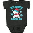 thumbnail image 3 of Inktastic Polar Bear My Auntie Loves Me in Santa Hat with Snowflakes Boys or Girls Baby Bodysuit, 3 of 5