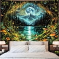 thumbnail image 6 of Fantasy Moonlight Forest Lake Tapestry, Enchanted Night Landscape Wall Hanging for Room Decor, Dreamy Nature Home Decor 30L x 40W, 6 of 7