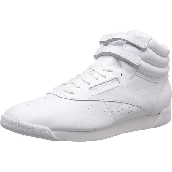 Reebok Women's Freestyle Hi Walking Shoe, White/Silver, 5 M US