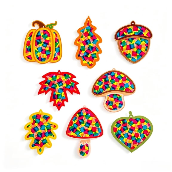 Fall Maple Leaves Suncatcher Paper Craft Kits Fall Suncatchers Paper Craft Set for Decor