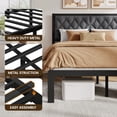 thumbnail image 6 of Bolvdo Full Upholstered Bed Frame with Tufted Headboard, Heavy-Duty Metal Support, Noise-Free, No Box Spring Needed, Easy Assembly, Grey, 6 of 7