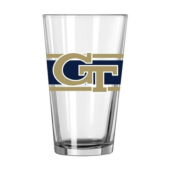 Logo Brands 143-G16P-16 Georgia Tech 16 oz Stripe Pint Glass