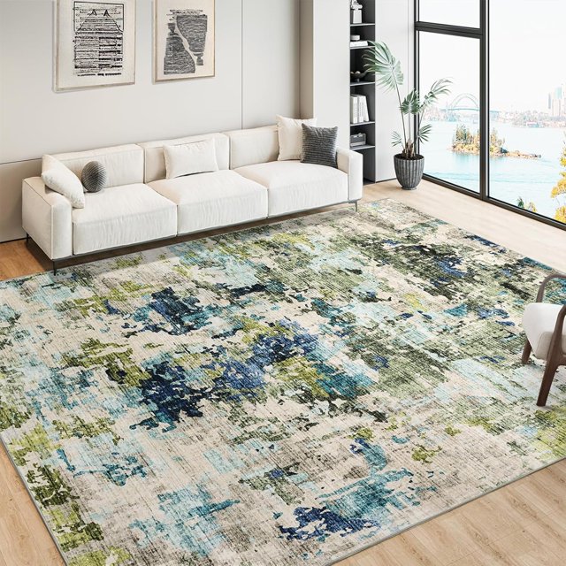 Abstract Area Rug x Large Washable Living Room Bedroom Rug Modern Non-Shedding Low Pile Area Rug Throw Rug for Dining Room Home ( ;x;)