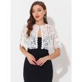thumbnail image 5 of Unique Bargains Cape en Dentelle pour Femmes Robe de Soirée Boléro de Mariage Châles Grand Blanc, 5 of 5
