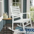 thumbnail image 2 of Carey Modern Slat-Back 300-Lbs Support Acacia Wood Patio Outdoor Rocking Chair, White, 2 of 8