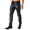 thumbnail image 3 of Zaldita Men's Faux Leather Skinny Pants Stage Club Leg Trousers Stretch Tight Gothic Leggings Black 36, 3 of 7