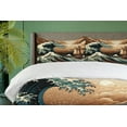 thumbnail image 5 of Ambesonne Nautical Duvet Cover Set, Ethnic Japanese Ocean Boat, King, Cinnamon and Petrol Blue, 5 of 6