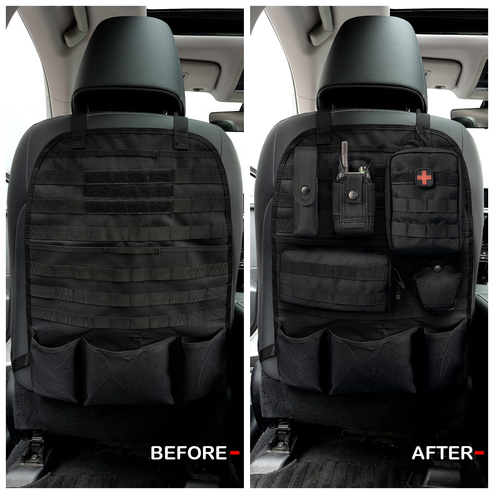 AUTOXBERT 2Pcs Car Seat Back Cover Organizer Panel Vehicle MOLLE Protector Storage Bag