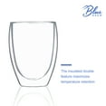 thumbnail image 5 of BLUE BREW 2PK Double Walled Insulated Glass Coffee Mug 12oz (350 ml) set of 2, Espresso Machine, Glass Cups, Drinking Glasses, Drinkware glass set, Clear Glass (BB1010), 5 of 6
