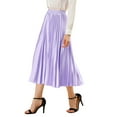 thumbnail image 5 of Allegra K Women's Elastic Waist Metallic Shiny Accordion Pleated Midi Skirt, 5 of 7