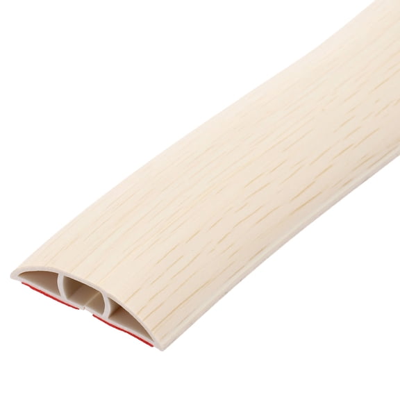 10ft Floor Cord Cover, Self Adhesive Cord Hider 0.47" W x 0.3" H for Cable Management Cable Protector, White Wood