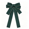 thumbnail image 2 of Lilixerw Woven Ribbon Christmas Bow, Dark Green Multi Loop Bow With Metallic Edge Trim, 5.11x7.08 Inch, for Tree Wreath Stair Garland Mantel Decoration, 2 of 6