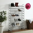 Mainstays 10Tier Rolling Shoe Rack, Silver Finish, up to 30 Pair of