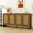 thumbnail image 3 of Rattan Sideboard with Doors, Buffet Storage Cabinet with Adjustable Shelves, Modern Console Table for Kitchen, Living Room, Entryway, 3 of 7