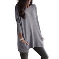 thumbnail image 3 of Lumento Women Plain Pockets T Shirts Tunic Long Sleeve Pockets Long T-shirt Gray 4XL, 3 of 4