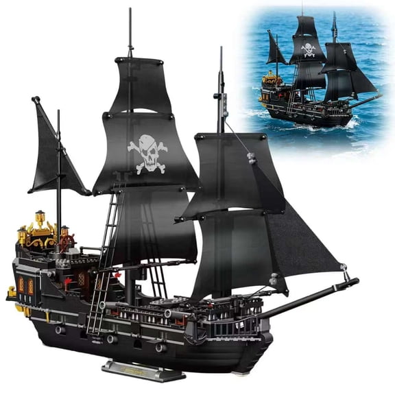 Pirate Ship Building Kit, Black Pearl Caribbean Pirate Ship Mini Building Block Sets for Adults, Pirate Ship Toys Gift for Kids Boys 14 , Not Compatible with Lego Pirate Ship Set, 1424 PCS