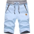 thumbnail image 3 of Men's Shorts Casual Classic Fit Drawstring Summer Beach Shorts with Elastic Waist and Pockets, 3 of 8