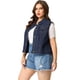 thumbnail image 3 of Women Plus Size Chest Pockets Single Breasted Denim Vest Dark Blue 3X, 3 of 6