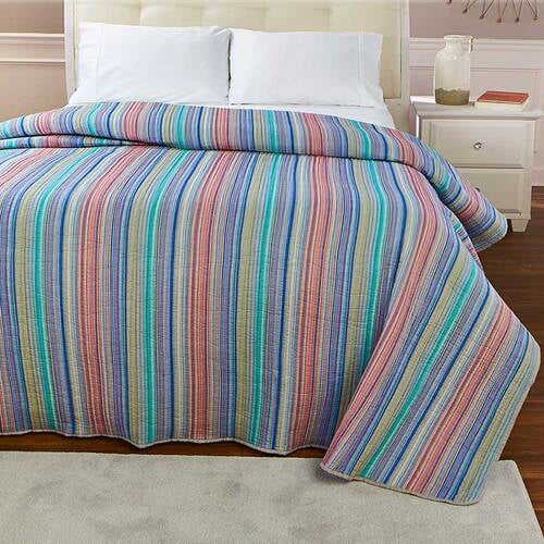Retro Stripe Bedspread Spice King Bedspread Blanket 1-Pc 