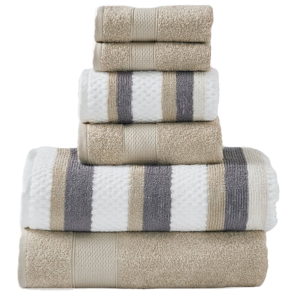 Modern Threads Pax 100% Cotton 6-pc Jacquard Towel Set, Khaki
