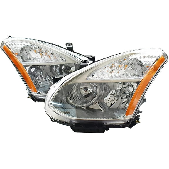 EPOTOOR Headlights Assembly For 2008-2013 Nissan Rogue Clear Chrome Headlamps Left Right