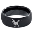 thumbnail image 2 of Tungsten Dinosaur Velociraptor Band Ring 8mm Men Women Comfort Fit Black Dome Brushed Polished, 2 of 4