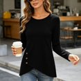 thumbnail image 3 of Kychelot Plus Size Tops for Women Long Sleeve Crew Neck Side Button Knitted Tops Fitted Trendy Tunic Tops, 3 of 8