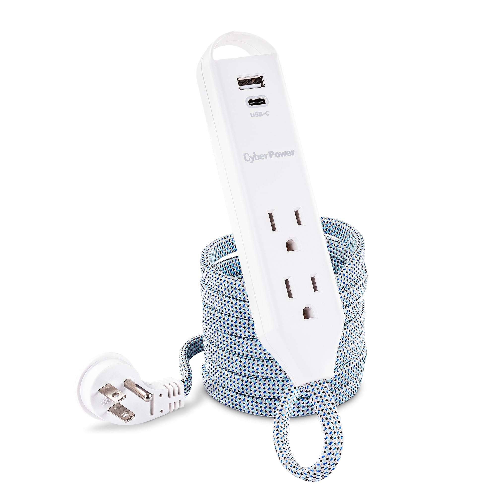 CyberPower GC305UCB - 400 Joule White Surge Protector, 1 USB-A Port, 1 USB-C Port, 3 Outlets, 5 ft Cord
