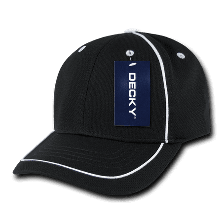 DECKY Performance Mesh Piped Snapback Jersey Caps Hats For Men Women Black